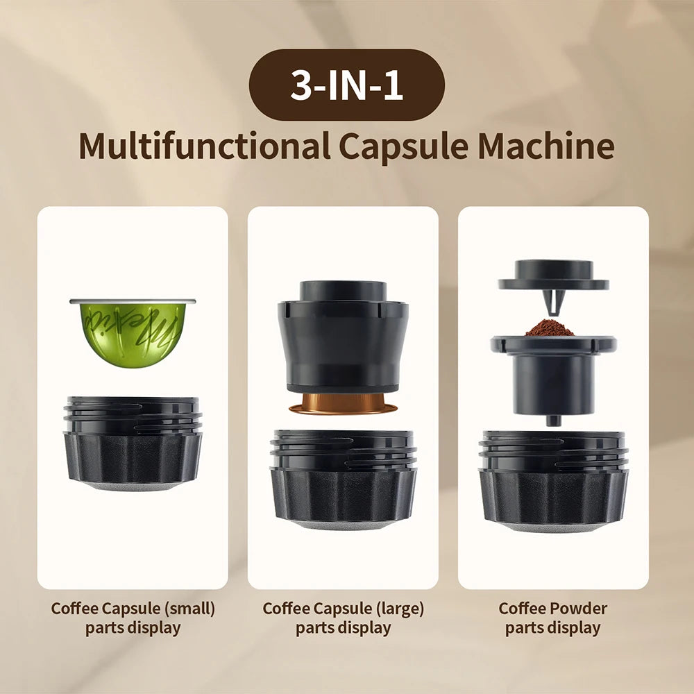 3-in-1 Portable Coffee Maker Espresso Coffee Maker For Car Home Camping Travel Capsule Powder Automatic Coffee Maker